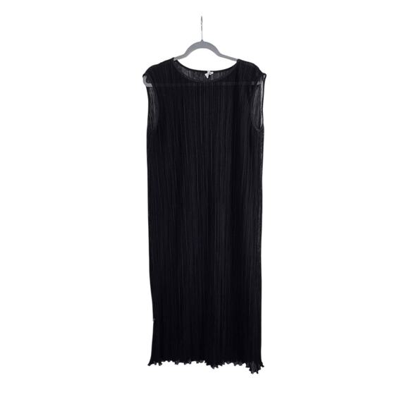 Lacausa Sheer Black Mini Pleated Sleeveless Shift Midi Dress, Women's Small - Picture 1 of 12